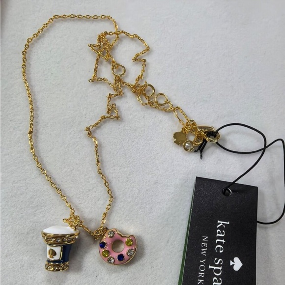 Kate Spade coffee & donut gold necklace - Picture 1 of 3
